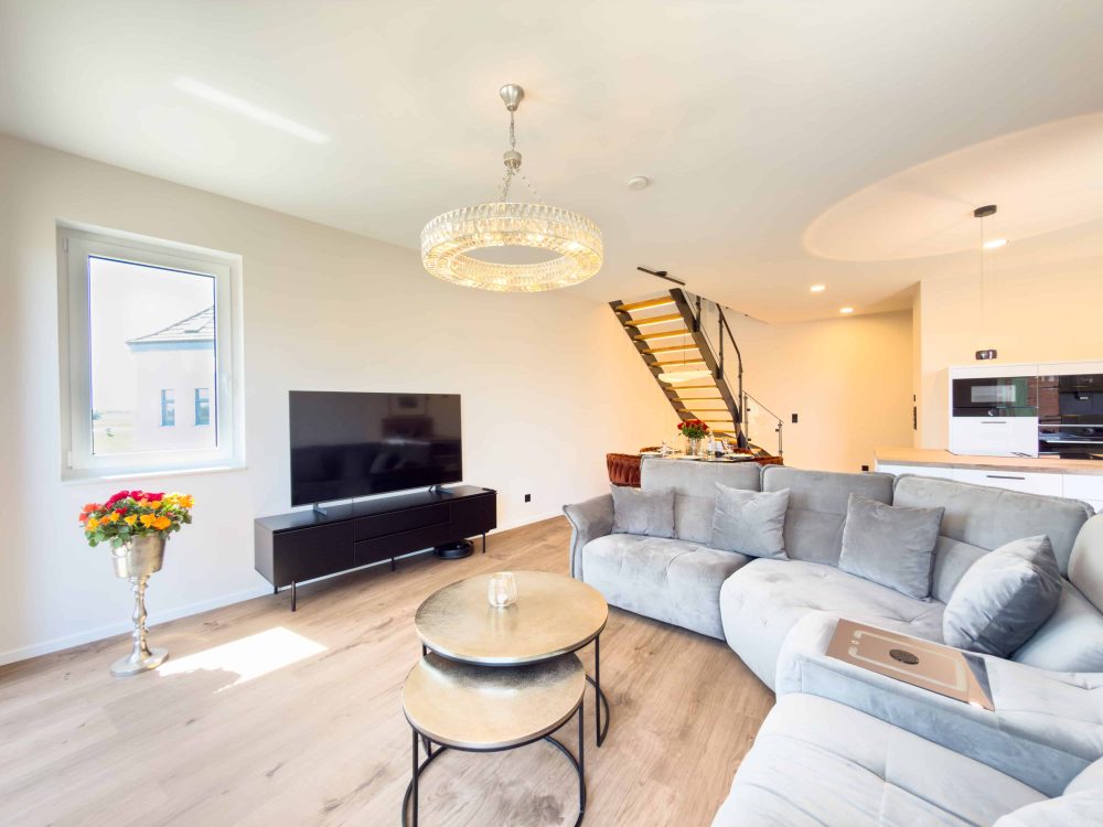 Wohnzimmer im ELBE.6 Apartment II in Wittenberge